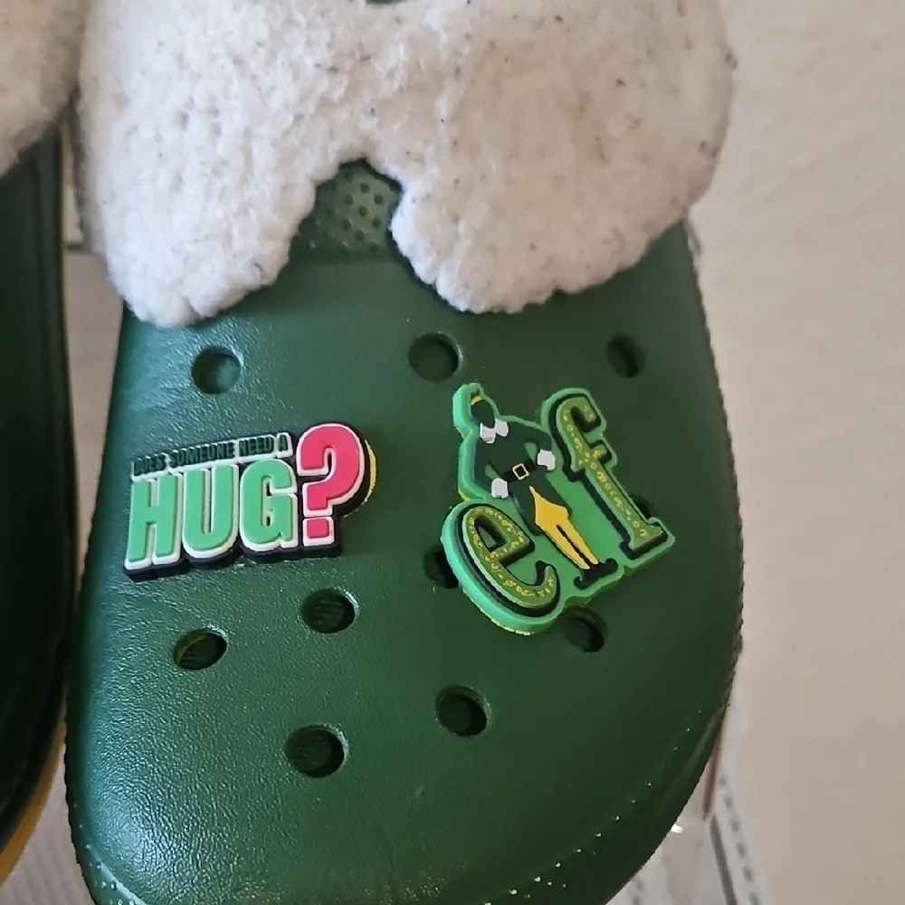 CROCS ELF Green Kids Slippers with Fun Decorations